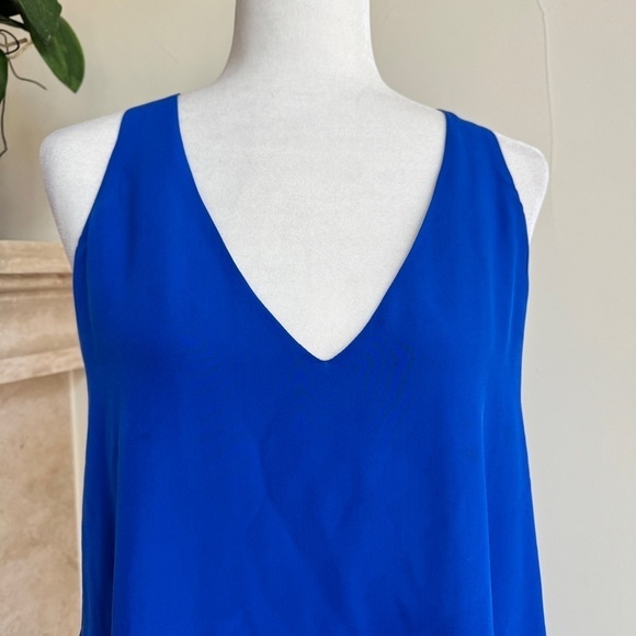 Lavender Brown Cobalt Blue Sleeveless Mini A Line Womens Size S Silk Pockets - Picture 4 of 15